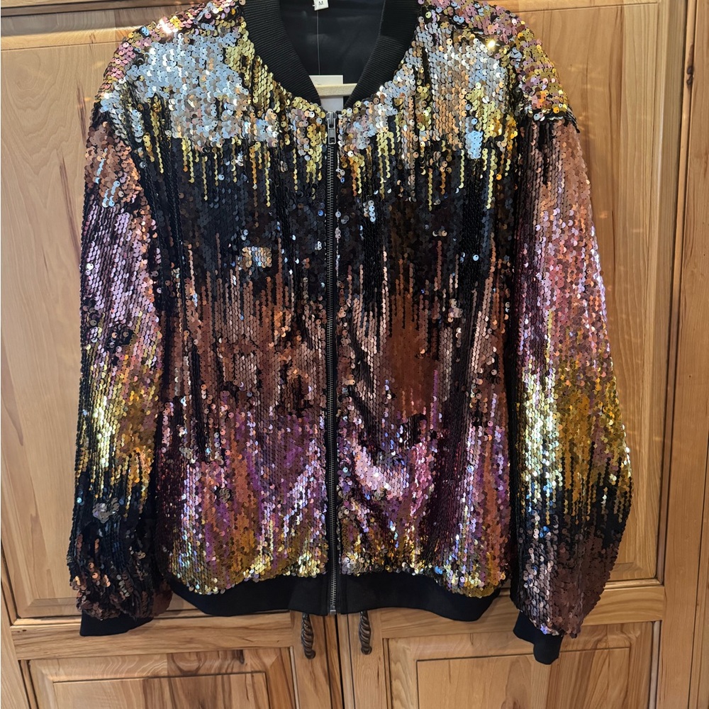 Glamorous Sequin Bomber Jacket - Multicolor